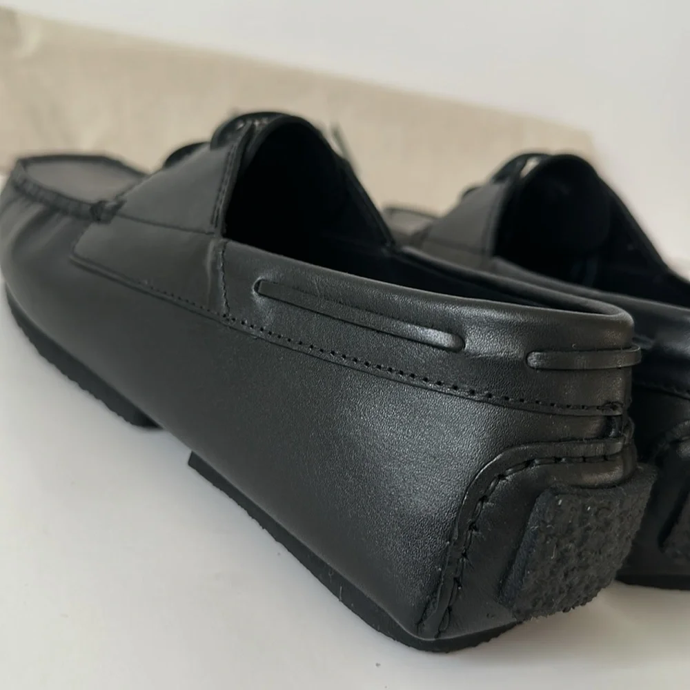 Zara Men's Black Leather Boat Shoes Size 7